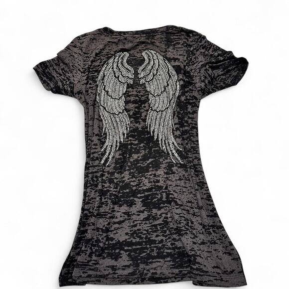 Next Level Tops - Angel Mcbling Wings Sheer Full Length Staple Pieve Top Size Large